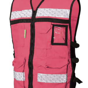 CHALECO RESCATISTA ROSA DE GABARDINA ABIERTO