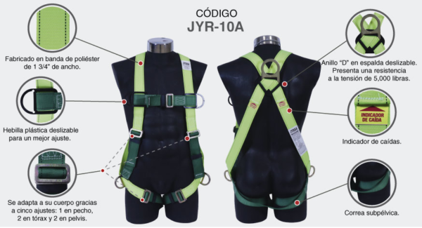 ARNÉS DE TRABAJO CON ANILLO "D" EN LA ESPALDA LÍNEA VERDE - Imagen 3