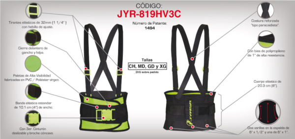 SOPORTE SACROLUMBAR ELÁSTICO CON PALETAS HIGH VISIBILITY TERCER CINTURÓN - Imagen 4