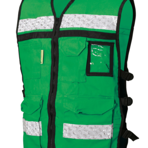 CHALECO RESCATISTA VERDE DE GABARDINA ABIERTO