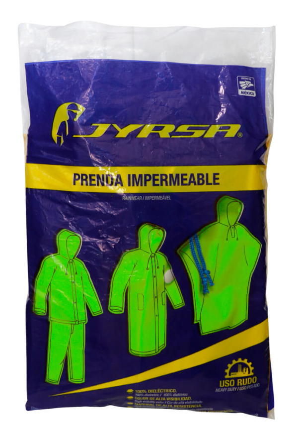 IMPERMEABLE TIPO GABARDINA VERDE LARGA LIGERA HIGH VISIBILITY - Imagen 4