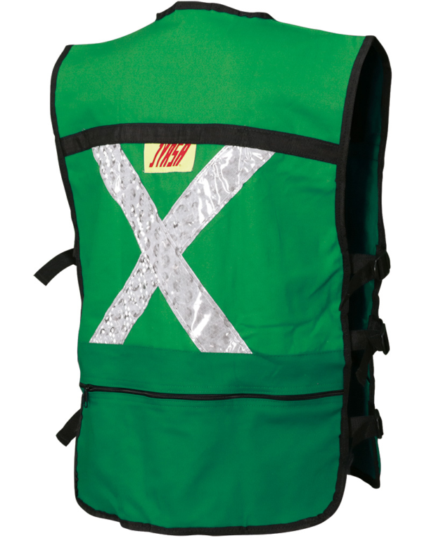 CHALECO RESCATISTA VERDE DE GABARDINA ABIERTO - Imagen 3