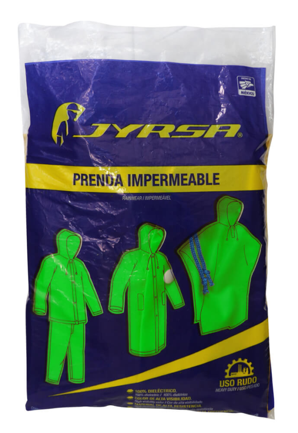 IMPERMEABLE TIPO GABARDINA VERDE CORTA HIGH VISIBILITY - Imagen 2