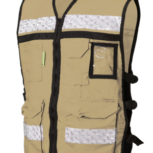 CHALECO RESCATISTA BEIGE DE GABARDINA ABIERTO