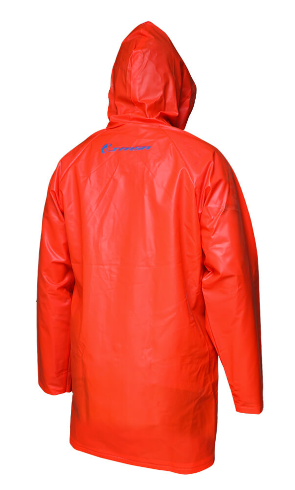 IMPERMEABLE TIPO GABARDINA ANARANJADA CORTA HIGH VISIBILITY - Imagen 2