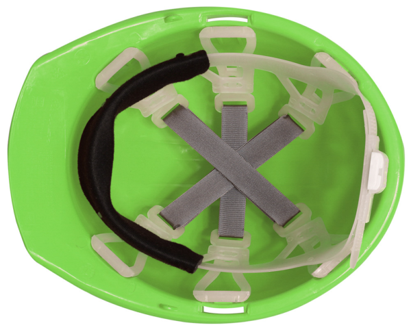 CASCO DE SEGURIDAD VERDE HIGH VISIBILITY TIPO CACHUCHA DIELÉCTRICO CON SUSPENSIÓN TEXTIL DE 6 PUNTOS - Imagen 2