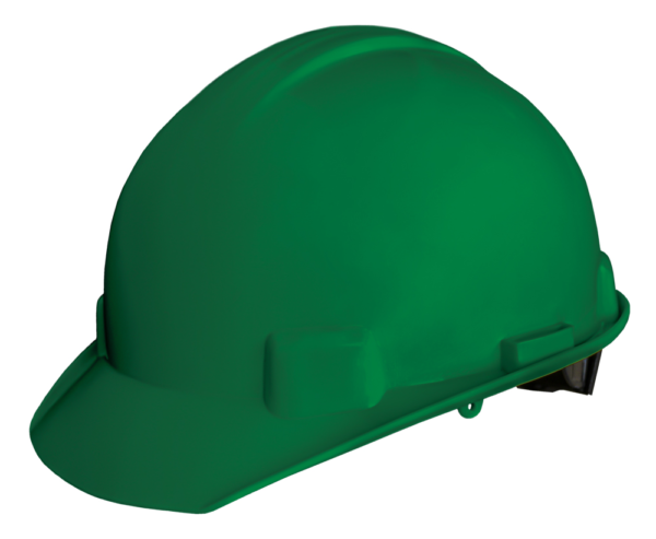 CASCO VERDE TIPO CACHUCHA DIELECTRICO CON SUSPENSION TEXTIL 6 PUNTOS DE MATRACA