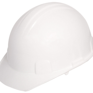 CASCO DE SEGURIDAD BLANCO TIPO CACHUCHA DIELÉCTRICO CON SUSPENSIÓN TEXTIL DE 6 PUNTOS