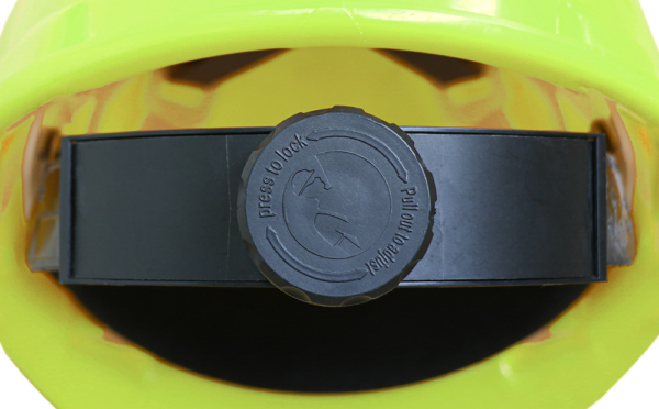 CASCO AMARILLO HIGH VISIBILITY TIPO CACHUCHA DIELÉCTRICO CON SUSPENSIÓN TEXTIL 6 PUNTOS DE MATRACA - Imagen 3