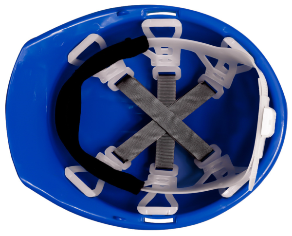 CASCO DE SEGURIDAD AZUL TIPO CACHUCHA DIELÉCTRICO CON SUSPENSIÓN TEXTIL DE 6 PUNTOS - Imagen 2
