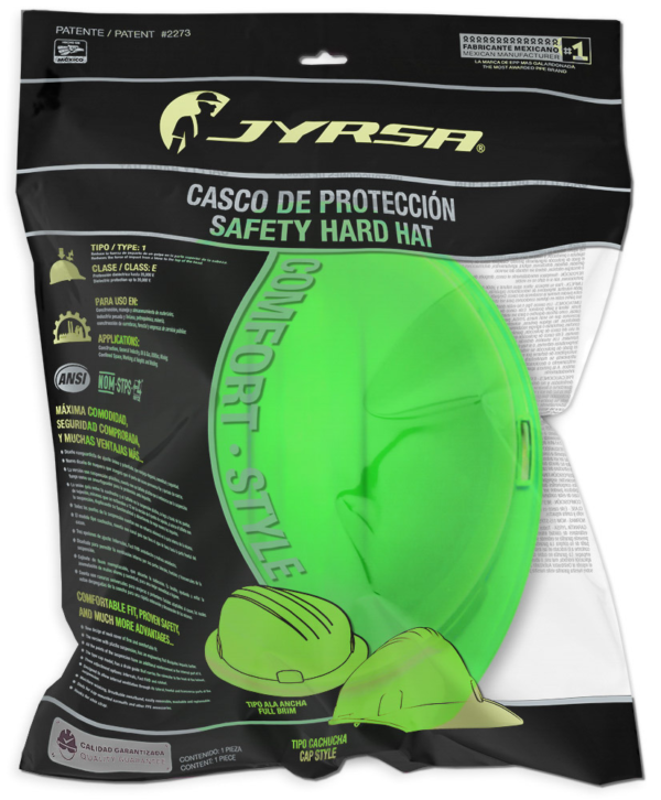 CASCO VERDE HIGH VISIBILITY TIPO CACHUCHA DIELECTRICO CON SUSPENSION TEXTIL 6 PUNTOS DE MATRACA - Imagen 4