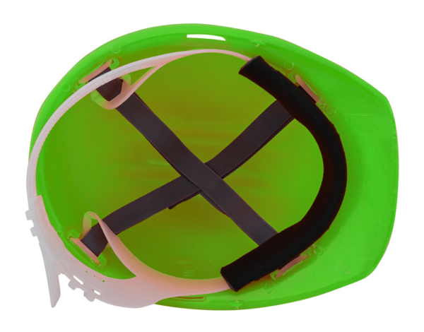 CASCO VERDE HIGH VISIBILITY TIPO CACHUCHA DIELÉCTRICO CON SUSPENSIÓN TEXTIL - Imagen 2