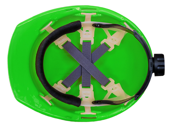 CASCO VERDE HIGH VISIBILITY TIPO CACHUCHA DIELECTRICO CON SUSPENSION TEXTIL 6 PUNTOS DE MATRACA - Imagen 2