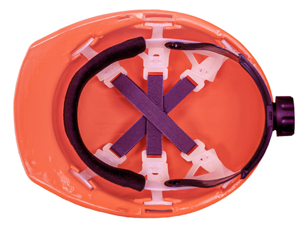 CASCO ANARANJADO HIGH VISIBILITY TIPO CACHUCHA CON AJUSTE DE MATRACA DIELÉCTRICO CON SUSPENSIÓN PLÁSTICA/TEXTIL - Imagen 2