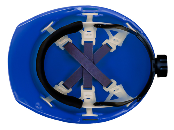 CASCO AZUL TIPO CACHUCHA DIELECTRICO CON SUSPENSION TEXTIL 6 PUNTOS DE MATRACA - Imagen 3