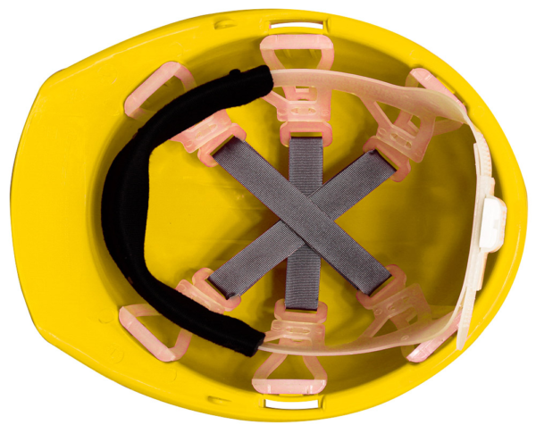 CASCO DE SEGURIDAD AMARILLO TIPO CACHUCHA DIELÉCTRICO CON SUSPENSIÓN TEXTIL DE 6 PUNTOS - Imagen 2